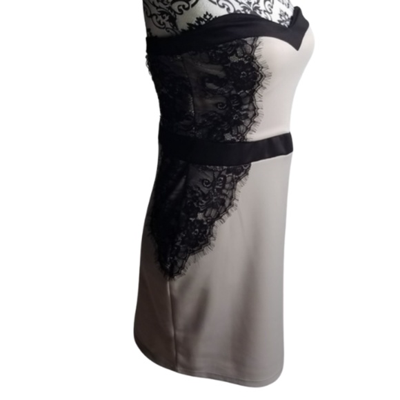 A'gaci Agaci Nude Black Lace Strapless Dress - Picture 3 of 5